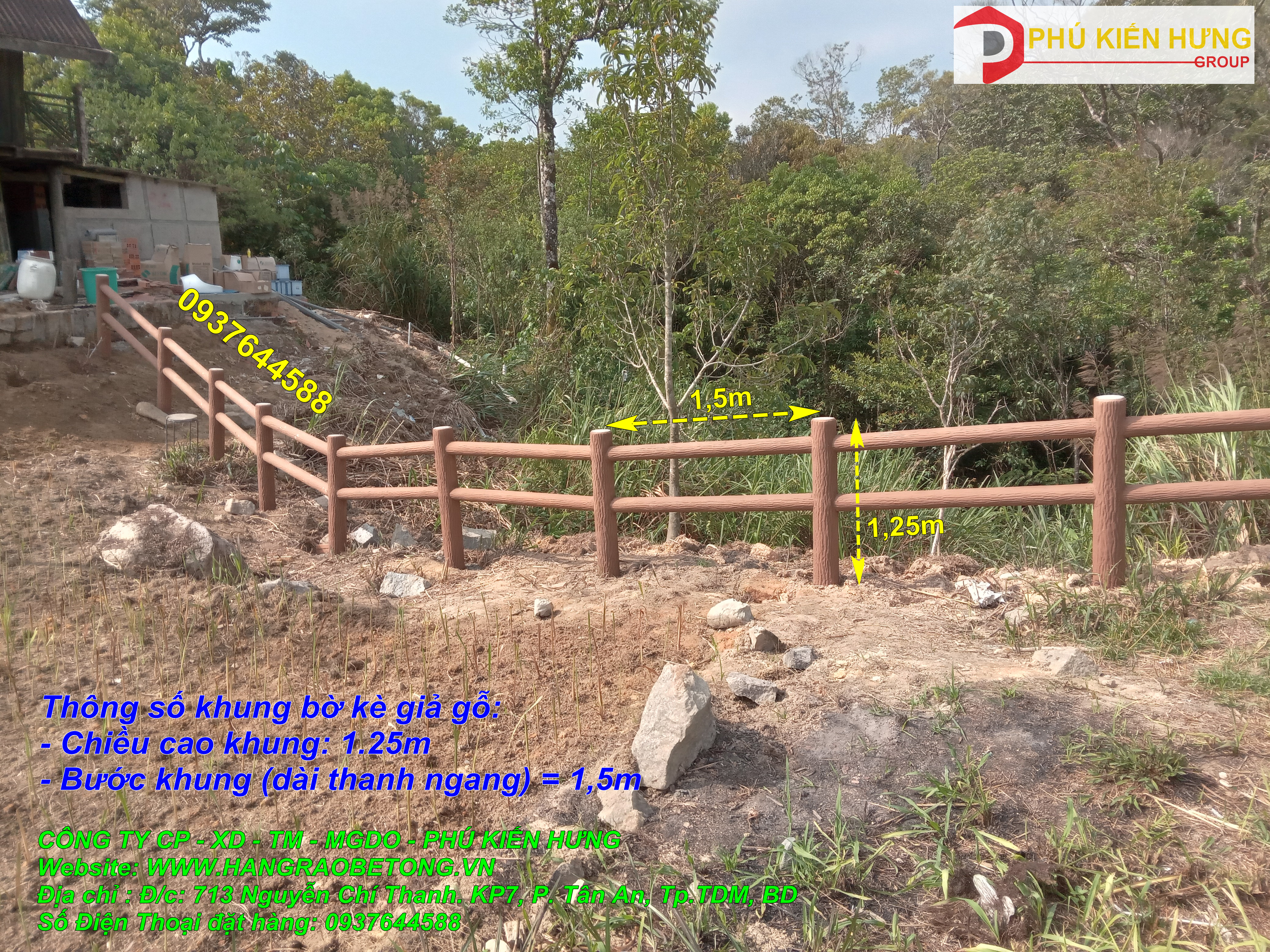 Bờ kè giả gỗ - làm hàng rào Khu du lịch sinh thái Kong Forest Nha trang khánh hòa 2 - Wsai