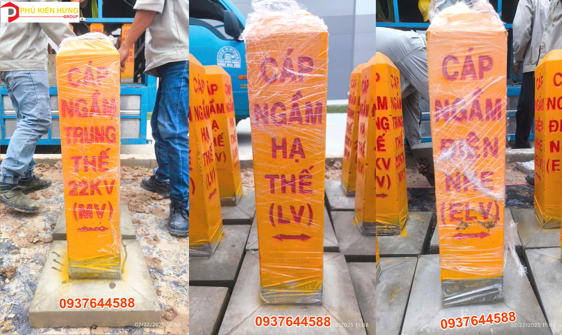 Giao hàng mốc cảnh báo cáp ngầm cho công trình