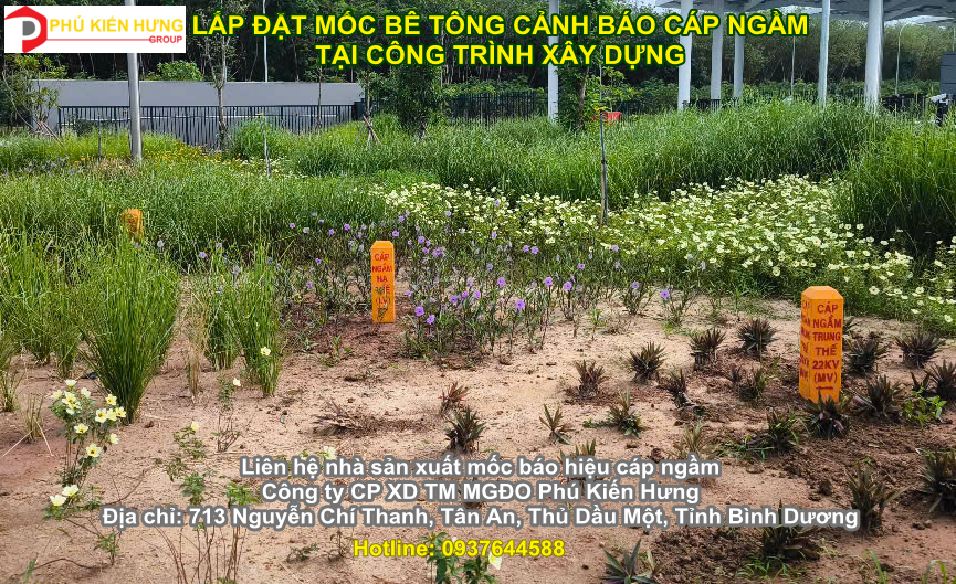 Lắp đặt cọc mốc cảnh báo cáp ngầm