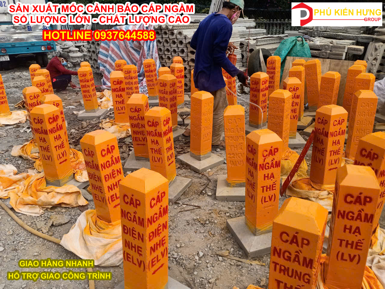 công ty sản xuất mốc bê tông cảnh báo cáp ngầm